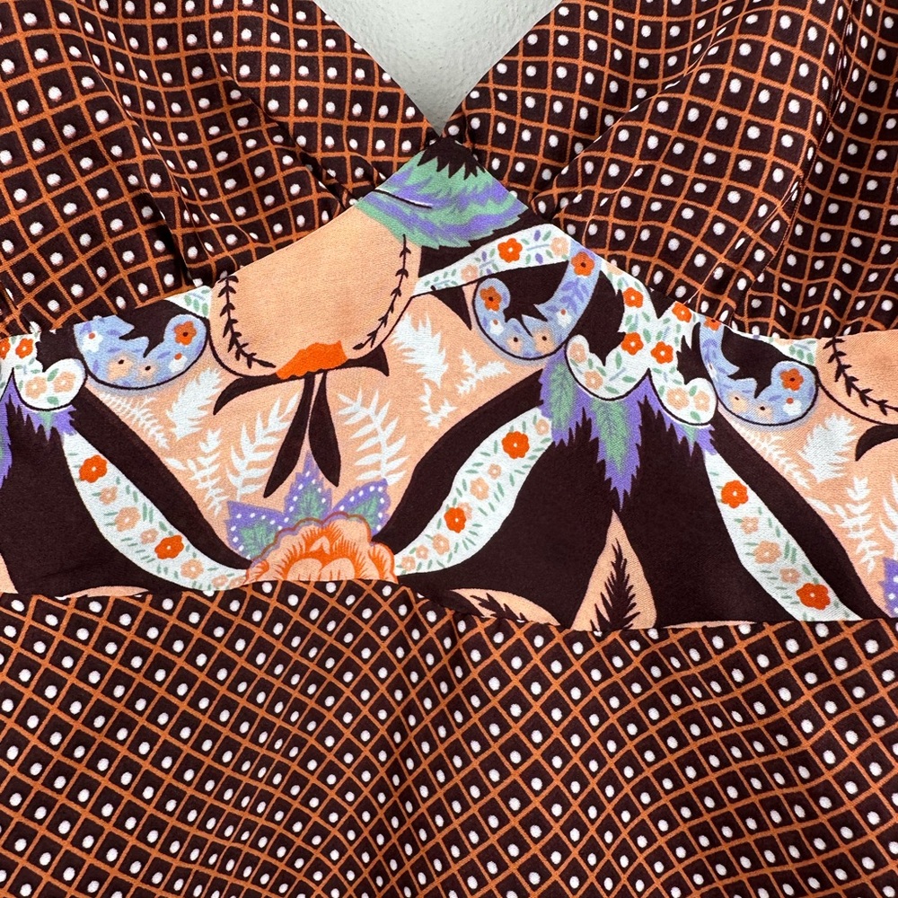 FOREVER Y2K Unique Brown/Orange Floral Strappy Nightgown Mini Dress Womens Sz M - Picture 3 of 11